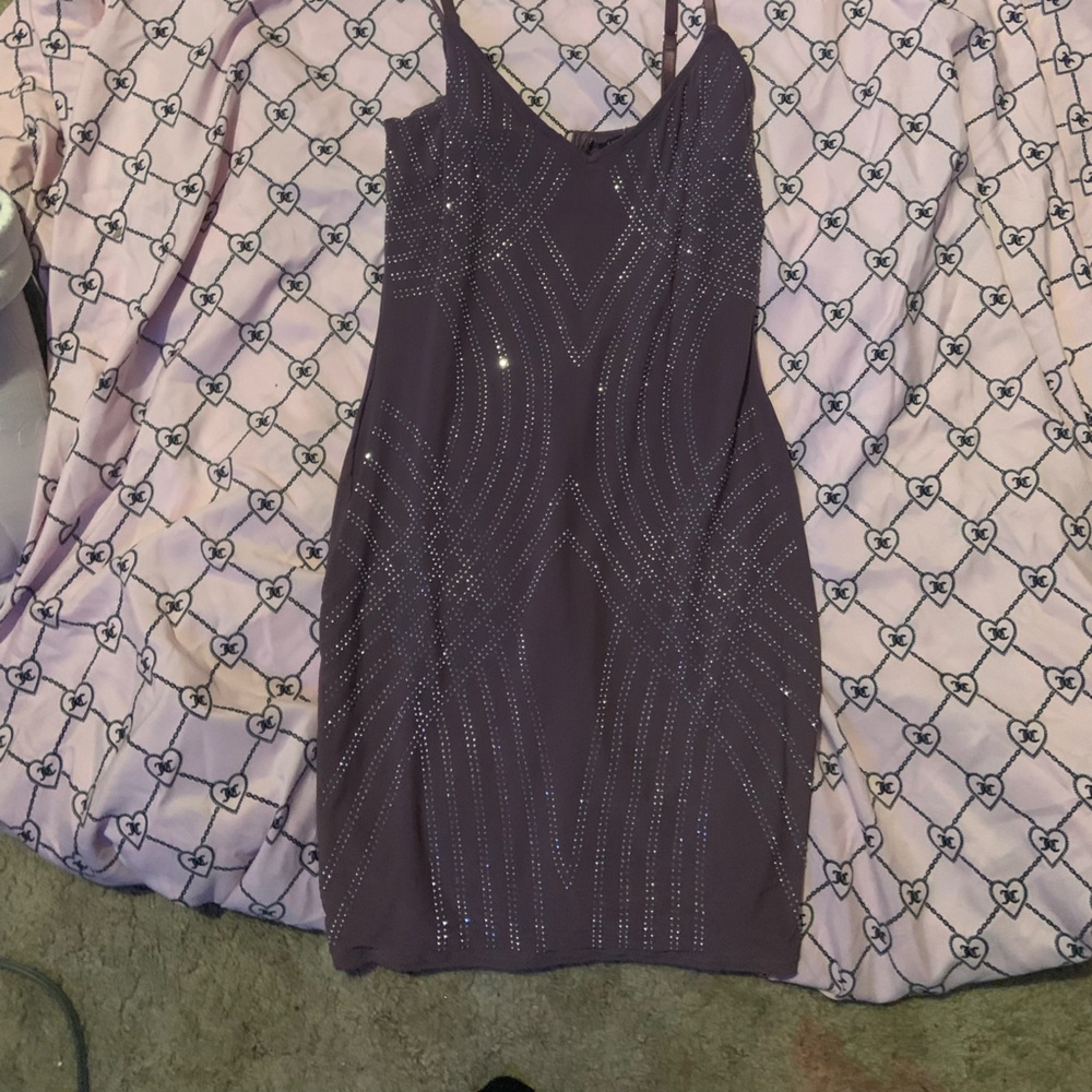 Purple Dress with Rhinestone Accents